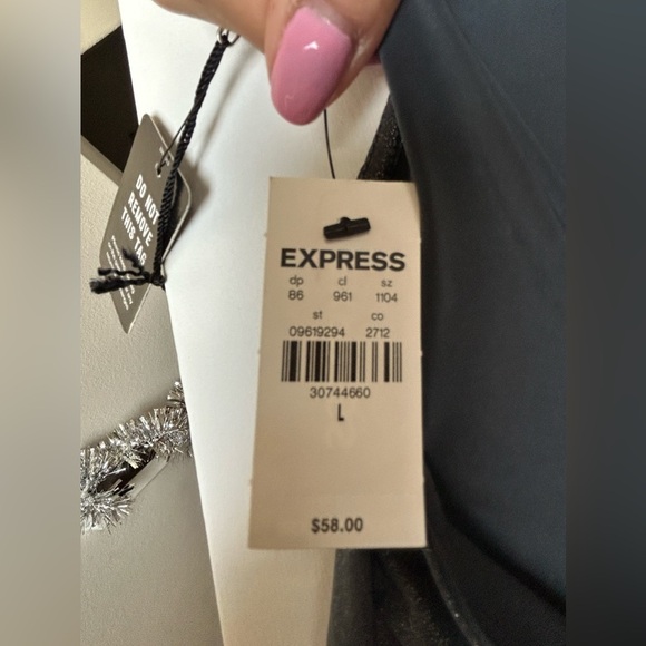 Express Metallic Grey /gunmetal Long Sleeve Bodysuit (NWT)Size: large - Picture 3 of 4